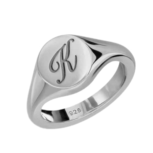Custom Initial Pinky Ring For Women Personalized 925 Sterling Silver Letter Signet Ring Engraved Jewelry