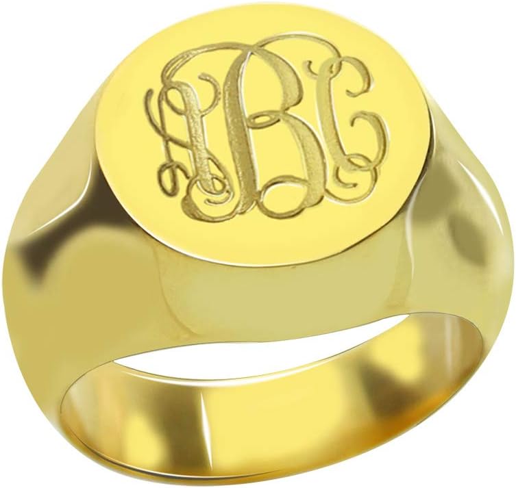 AILIN Custom Monogram Initial Ring 925 Sterling Silver 1,2,3 Letters Personalized Signet Statement Rings Wedding Birthday Party Jewelry Gifts For Men Women Mother Father