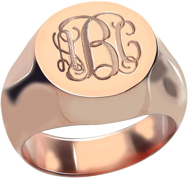 AILIN Custom Monogram Initial Ring 925 Sterling Silver 1,2,3 Letters Personalized Signet Statement Rings Wedding Birthday Party Jewelry Gifts For Men Women Mother Father