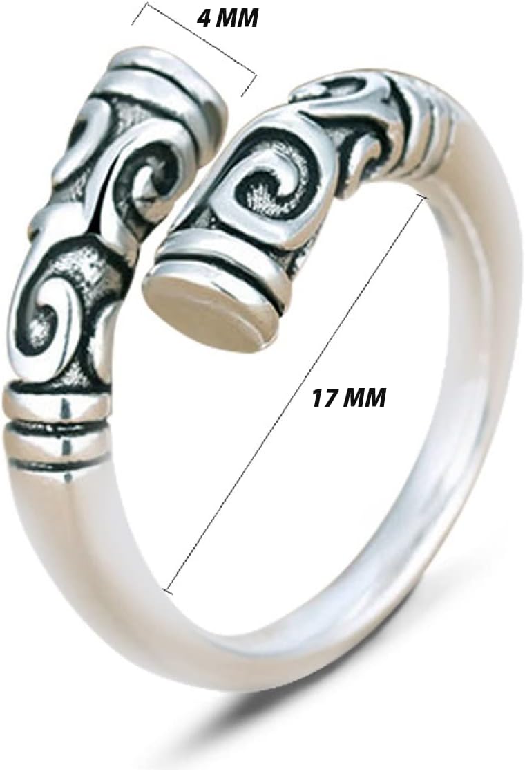 chakrit Vintage Gold Hoop Stick Thai Silver Opening Adjustable Ring for Women Men Jewelry