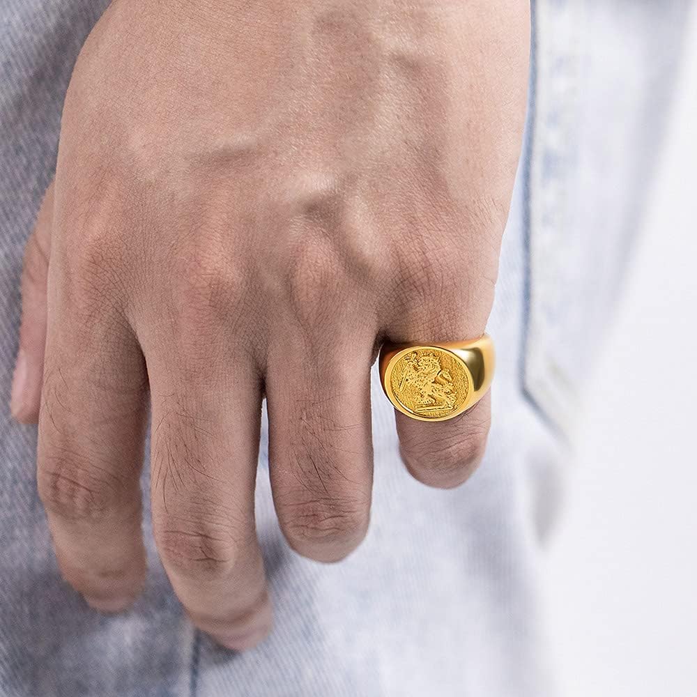 AILIN Vintage Wax Seal Custom Signet Ring 925 Sterling Silver Badge Family Crests Coat of Arms Personalized Engraved Jewelry Party Birthday Gifts for Men Women Father Brother Grandfather