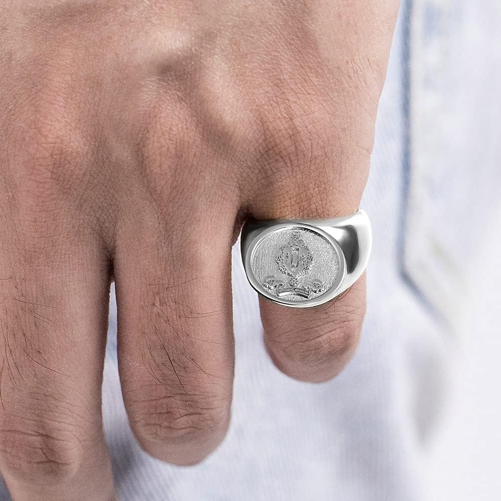AILIN Vintage Wax Seal Custom Signet Ring 925 Sterling Silver Badge Family Crests Coat of Arms Personalized Engraved Jewelry Party Birthday Gifts for Men Women Father Brother Grandfather