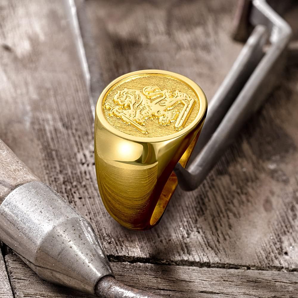 AILIN Vintage Wax Seal Custom Signet Ring 925 Sterling Silver Badge Family Crests Coat of Arms Personalized Engraved Jewelry Party Birthday Gifts for Men Women Father Brother Grandfather