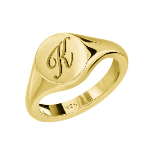 Custom Initial Pinky Ring For Women Personalized 925 Sterling Silver Letter Signet Ring Engraved Jewelry