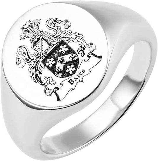 AILIN Vintage Custom Signet Ring 925 Sterling Silver/Brass Badge Family Crests Coat Of Arms Personalized Engraved Name Year Rings Jewelry Party Birthday Father Day 2021 Graduation Gifts For Men