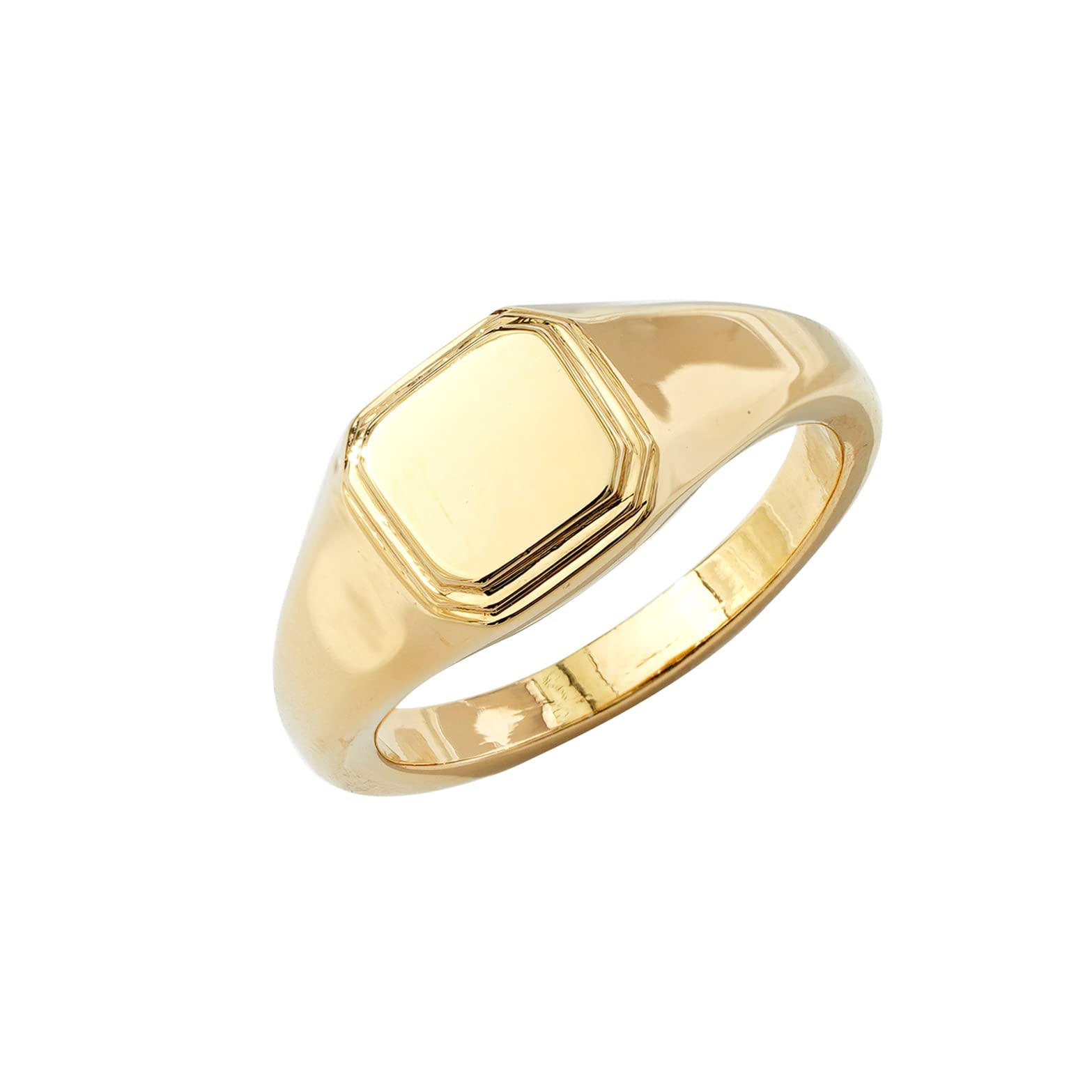 Amazon Essentials 14K Plated Sterling Silver Round Signet Ring
