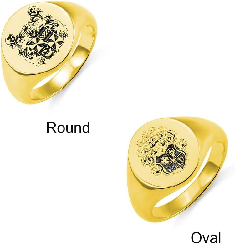 AILIN Vintage Custom Signet Ring 925 Sterling Silver/Brass Badge Family Crests Coat Of Arms Personalized Engraved Name Year Rings Jewelry Party Birthday Father Day 2021 Graduation Gifts For Men