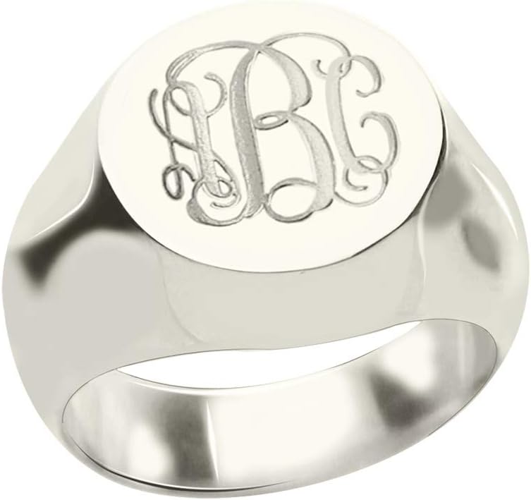 AILIN Custom Monogram Initial Ring 925 Sterling Silver 1,2,3 Letters Personalized Signet Statement Rings Wedding Birthday Party Jewelry Gifts For Men Women Mother Father
