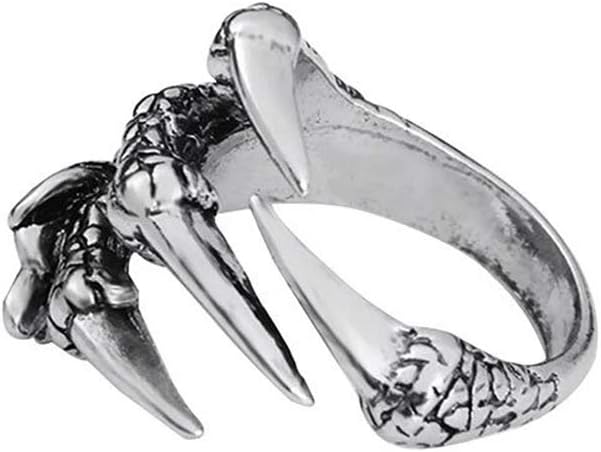 Adjustable Opening Dragon Claw Ring for Women Men's, Vintage Eagle Claws Rings Silver
