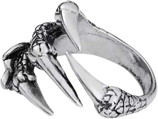 Adjustable Opening Dragon Claw Ring for Women Men's, Vintage Eagle Claws Rings Silver