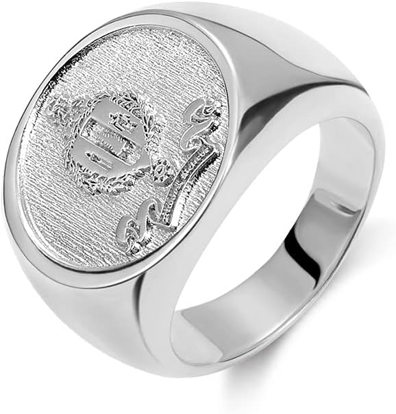 AILIN Vintage Wax Seal Custom Signet Ring 925 Sterling Silver Badge Family Crests Coat of Arms Personalized Engraved Jewelry Party Birthday Gifts for Men Women Father Brother Grandfather