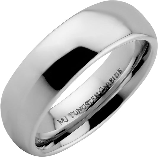 Custom Engraving Tungsten Carbide Classic Wedding Ring Polished 3mm to 10mm Band