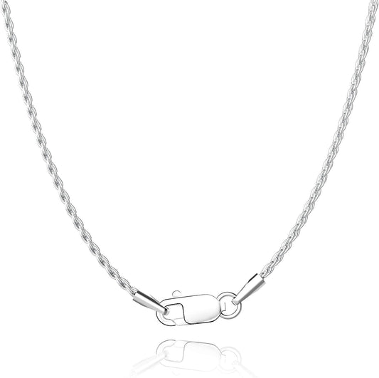 Jewlpire Solid 18K Gold Over 925 Sterling Silver Chain Necklace for Women, 1.35mm Rope Chain Italian Necklace Chain for Women Men Super Shiny & Durable Women's Chain Necklaces 18 20 22 24 Inch
