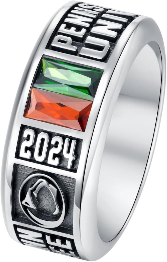 callie Personalized Band Class Ring for Men Women, 925 Sterling Silver Stamped Ring for High School College with Birthstone, Custom Graduation Jewelry Gifts for Graduates Classmates Friends