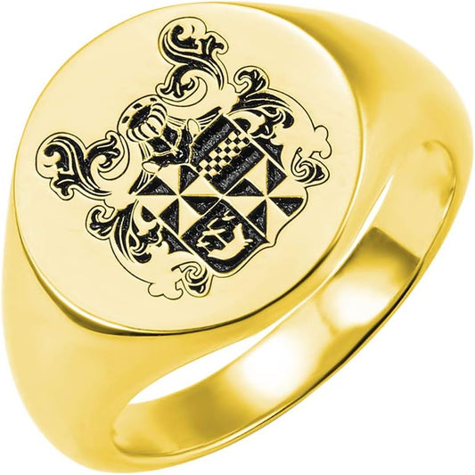 AILIN Vintage Custom Signet Ring 925 Sterling Silver/Brass 18K Gold Plated Color Badge Family Crests Coat of Arms Personalized Engraved Jewelry Graduation Party Birthday Gifts for Men Women Father