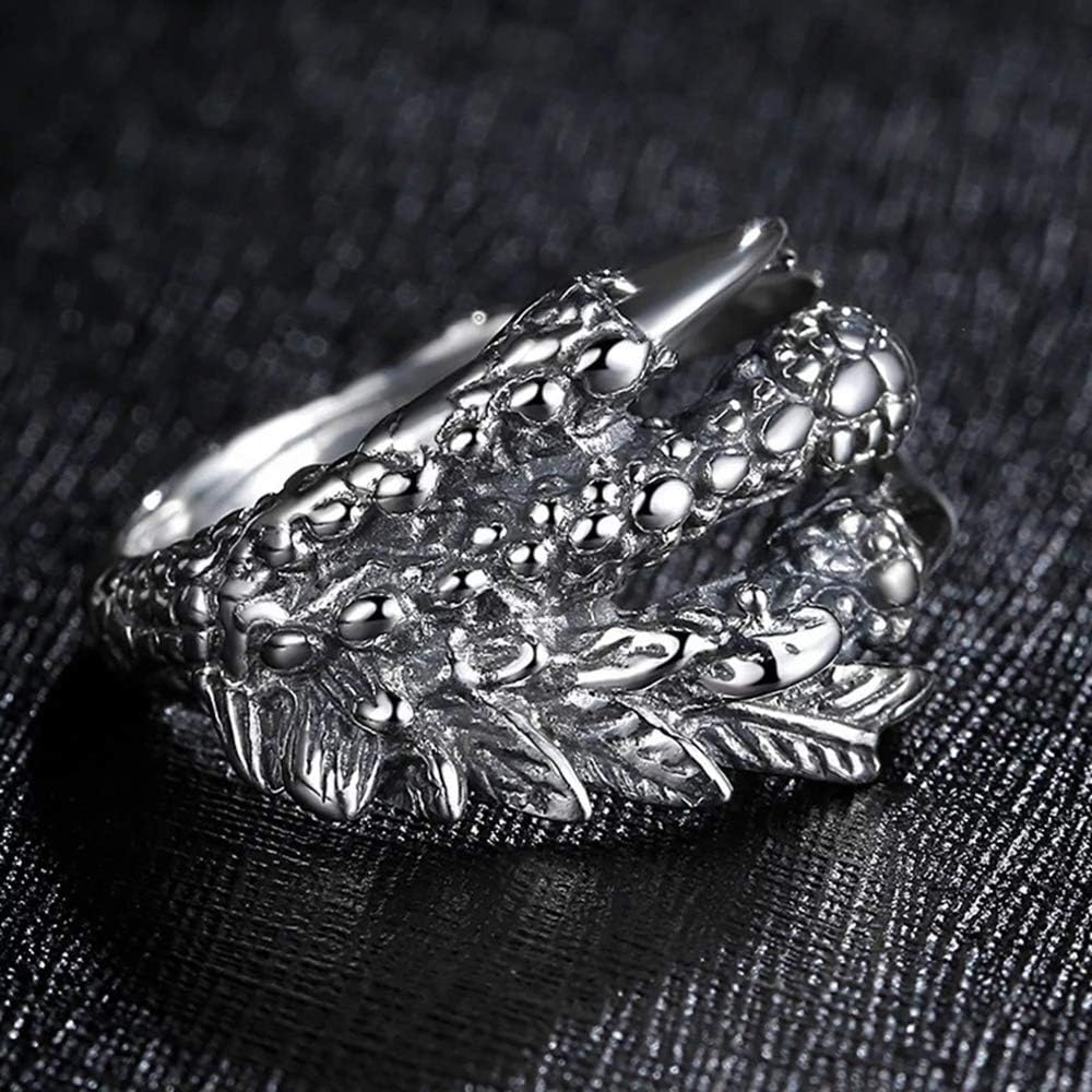 Adjustable Opening Dragon Claw Ring for Women Men's, Vintage Eagle Claws Rings Silver