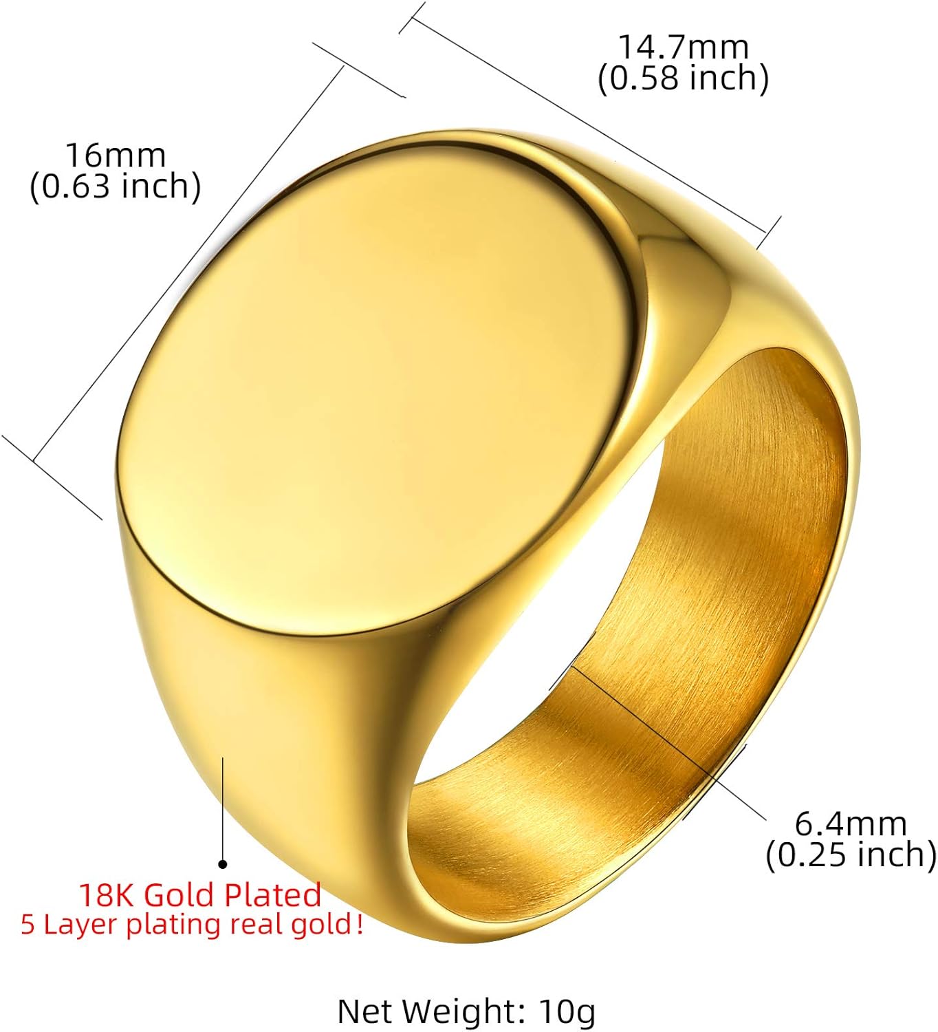 GOLDCHIC JEWELRY Personalized Signet Rings Men Women, Stainless Steel Custom Photo Bold Square/Oval Monogram/Old English Initial Pinky Stacking Statement Ring in Black/Silver/Gold (Size 7-14)
